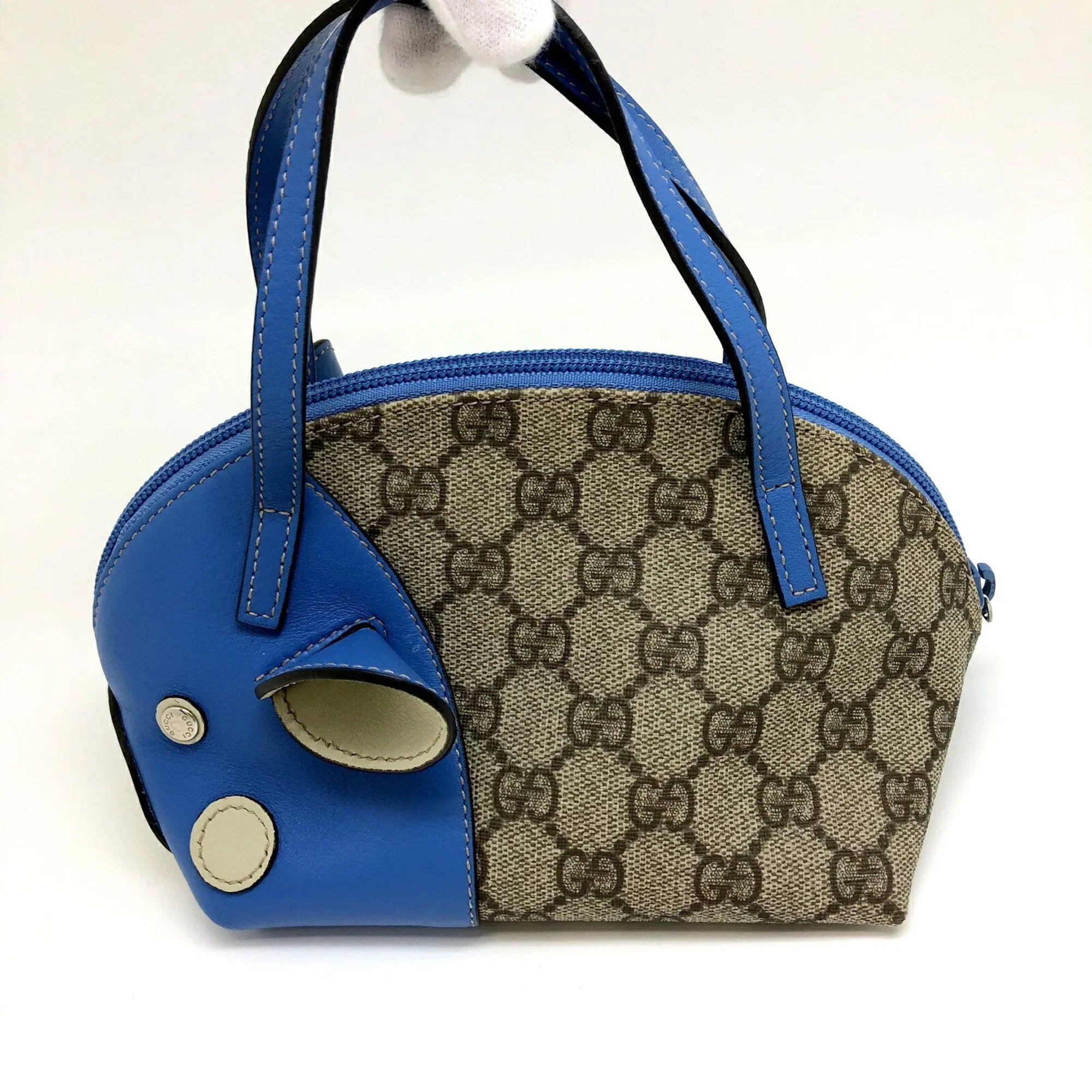 Pre-Owned  Gucci Handbag 271093  Pattern Pig Leather Beige Blue Ladies   (Good)