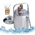 Double-Wall Stainless-Steel Insulated Ice Bucket With Lid & Ice Tong 1300