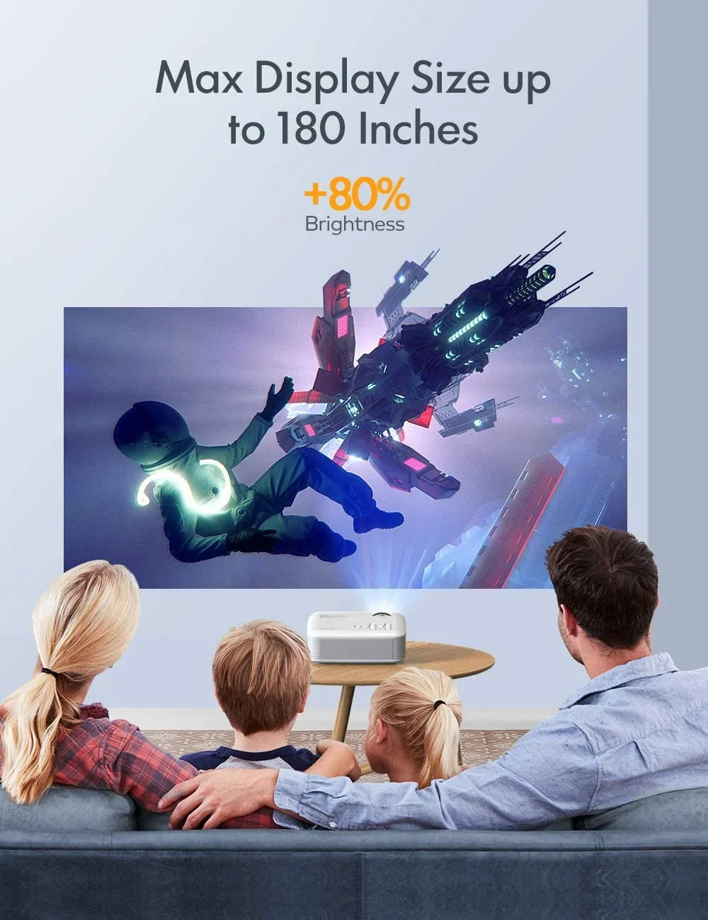 Apeman Mini Projector 1080P Supported,4500Lumens,180" Display,30,000Hrs .0, Compatible with Laptop/Smartphone
