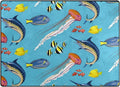 Bestwell Lightweight Soft Area Rugs Sea Fish Jellyfish Marlin Floor Mat for Kids Playing Room Hardwood Floor Living Room 80 x 58 inch（6'8" x 4'10"） Nursery Rugs Home Decor Gift