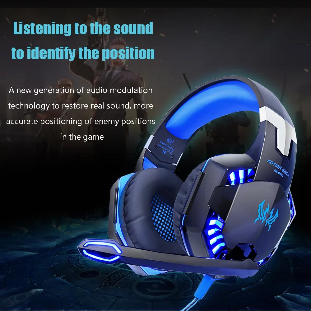 3.5mm Gaming Headset Noise Reduction for  Laptop Smartphone with Audio Adapter Cable