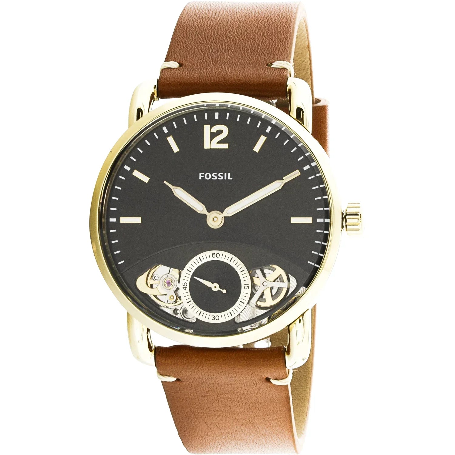 Fossil Men's The Commuter Twist  Gold Leather Japanese Quartz Fashion Watch