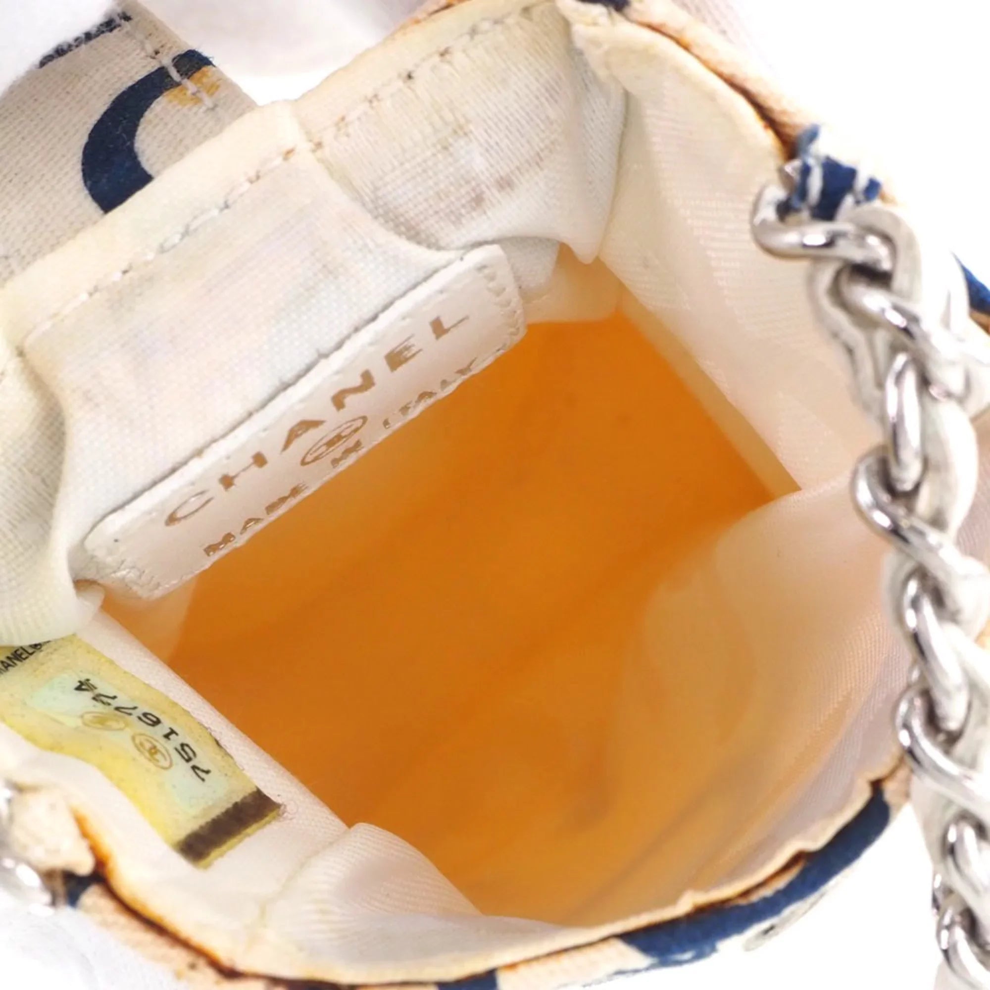 Pre-Owned Chanel Chain Pouch Canvas White/Blue Women's (Good)
