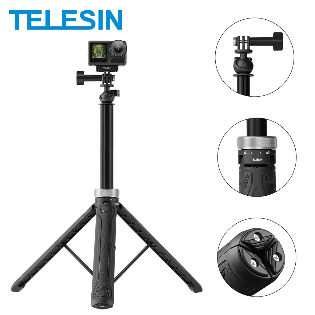 360° Rotation 1.5M Selfie Stick Foldable Tripod For GoPro Hero 12 11 10 9 8 7 6 5 Insta360  Osmo Action Selfie Stick