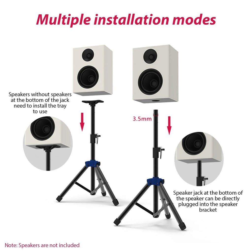 Bisofice Speaker Stand for Studio Speaker, Adjustable Height Tripod Stand with Non slip Base, Heavy Duty Bracket for Surround Sound Performance