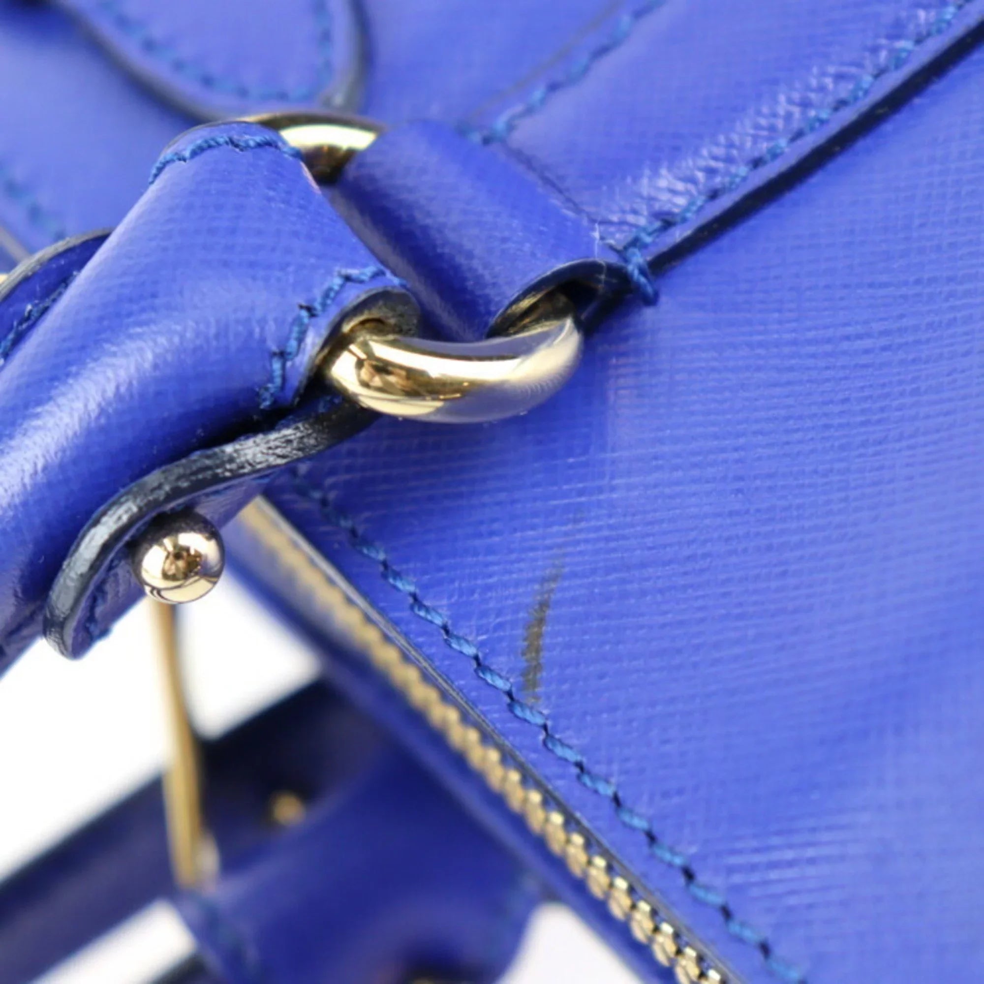 Pre-Owned Salvatore Ferragamo Gancini handbag 21E428 leather blue 2WAY gold hardware (Good)