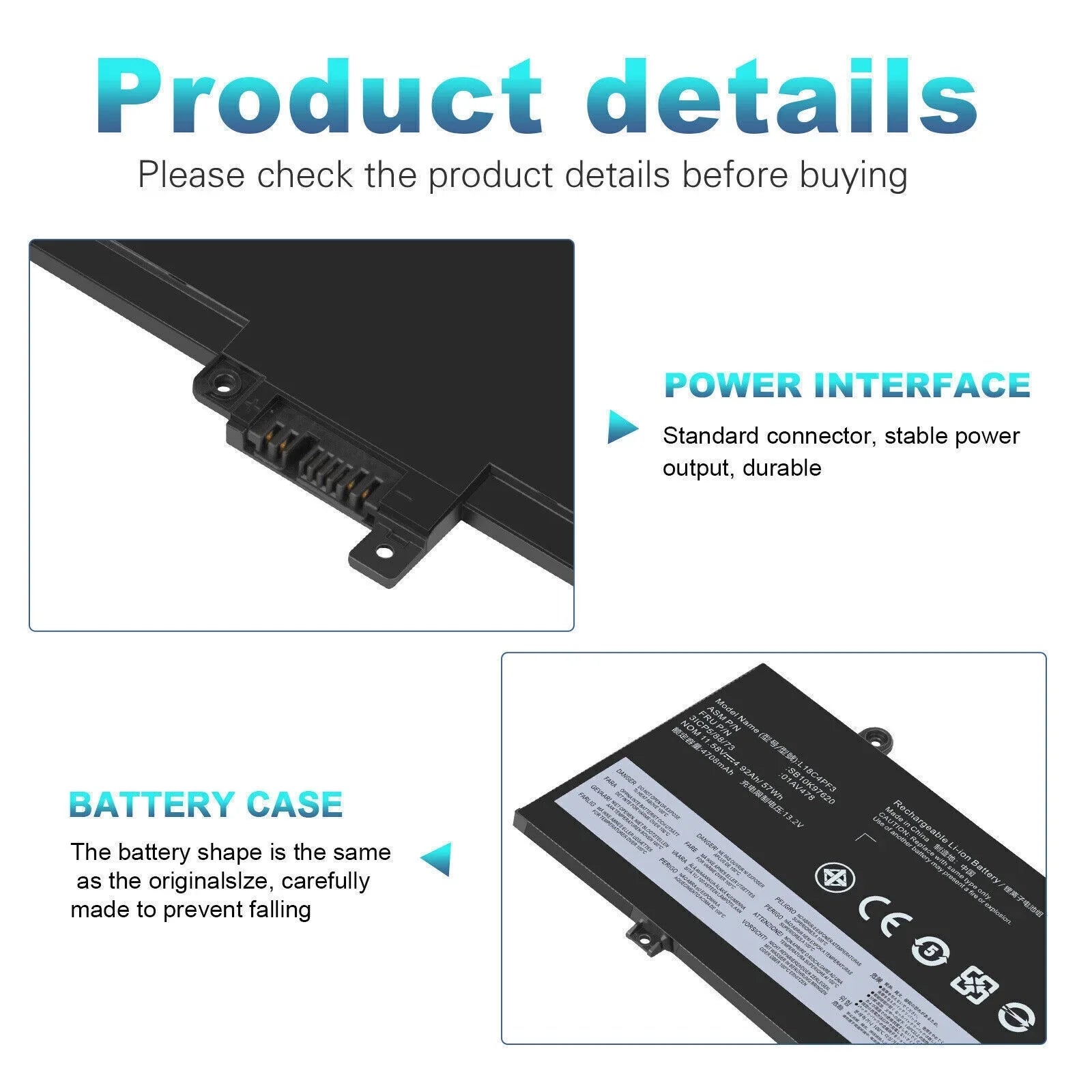 57Wh  Battery For Lenovo ThinkPad