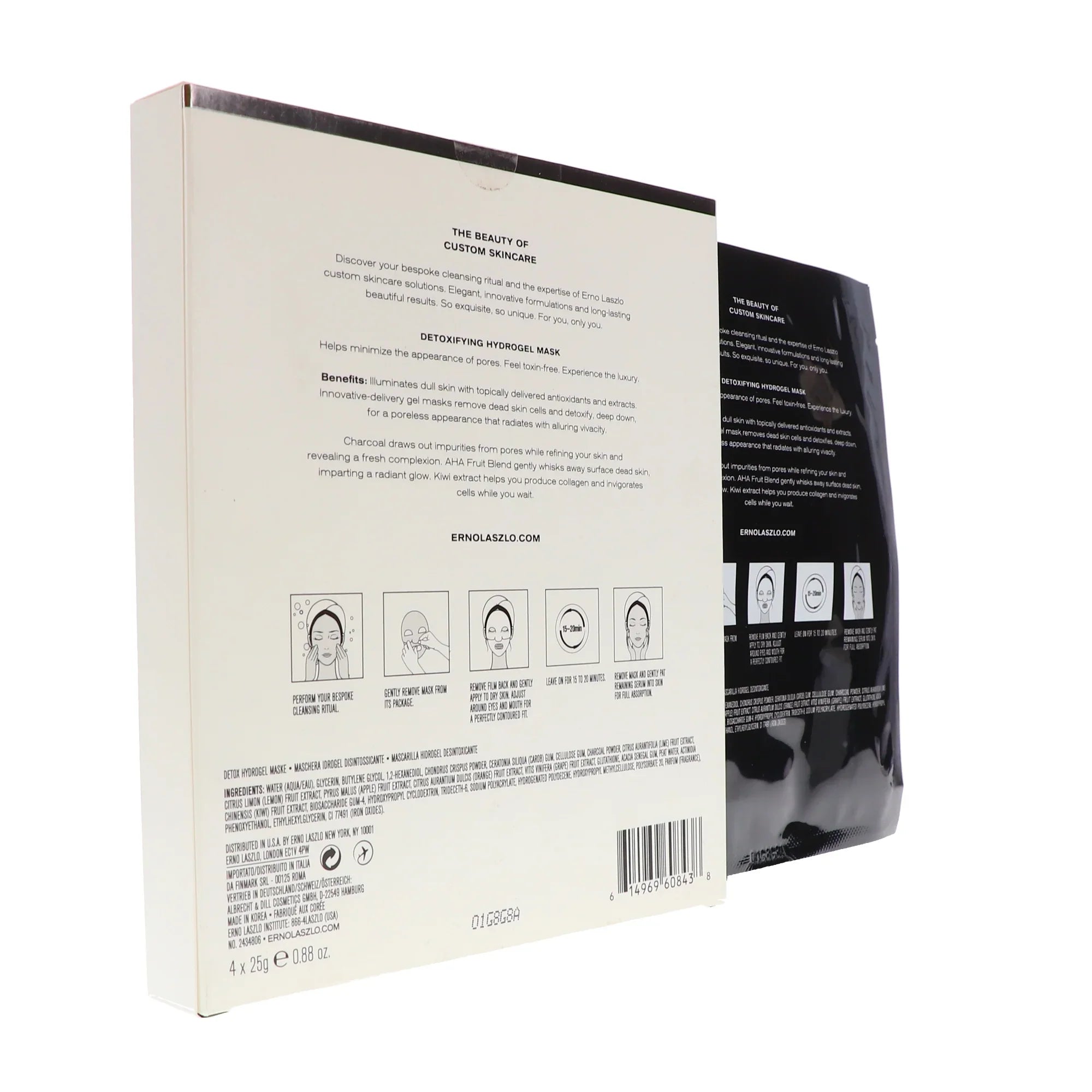 Exfoliate & Detox Detoxifying Hydrogel Sheet Mask by Erno Laszlo for Women - 4 x 0.88 oz Mask