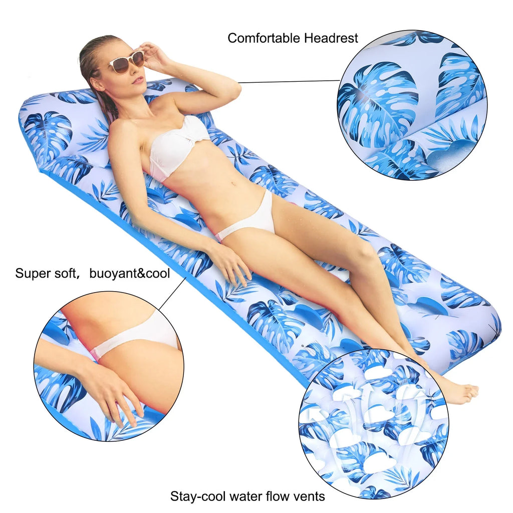 Hengguang 2Packs Inflatable Tanning Pool Lounge Float, 70" x 36" Suntan Tub Raft Floatie, Tanning Pool with Pillow, Personal Pool Lounger for Adult Summer Water Party