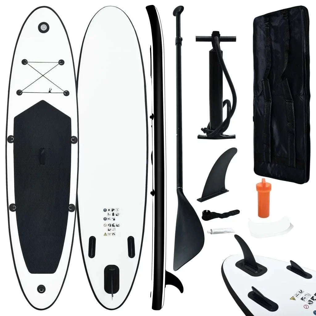 Inflatable Stand Up Paddle Board Set in Sleek Black and White Perfect Companion