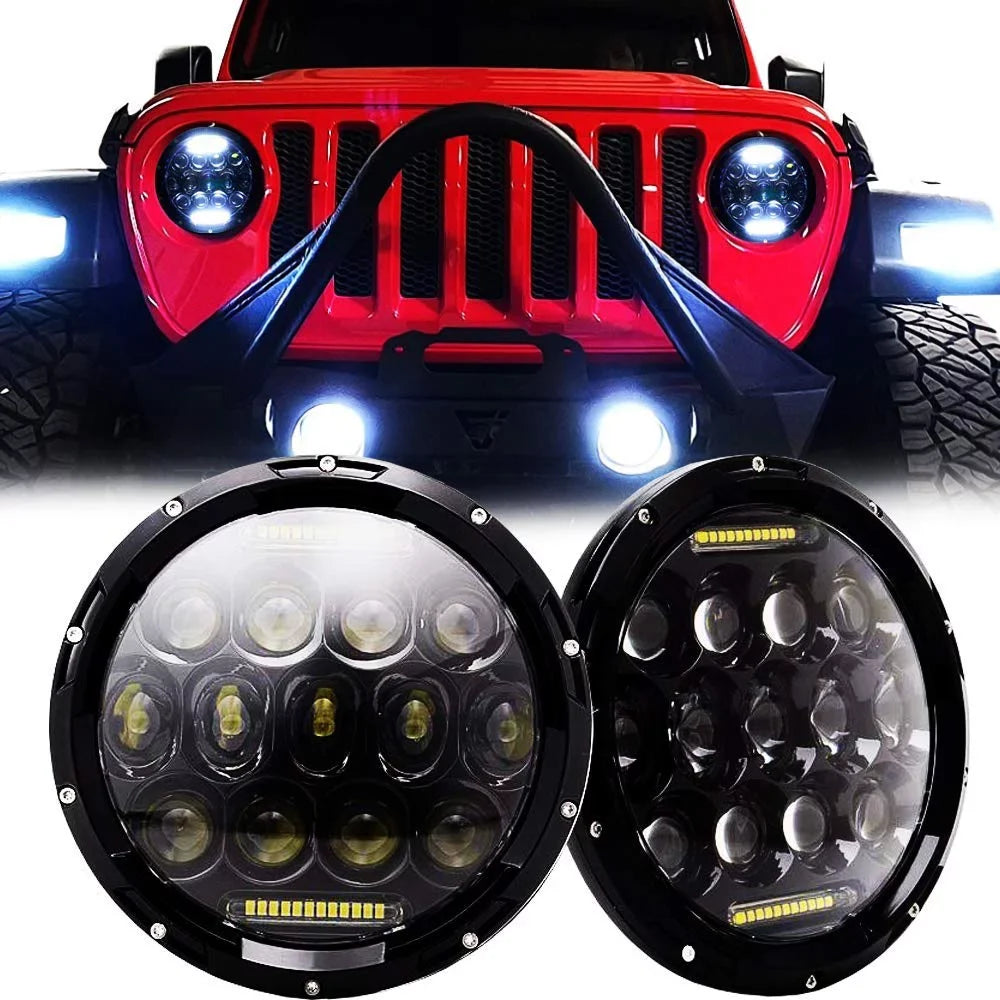 7 Inch  Halo Headlights for Jeep Wrangler      Hi/Lo Beam with  Angel Eyes 2PCS
