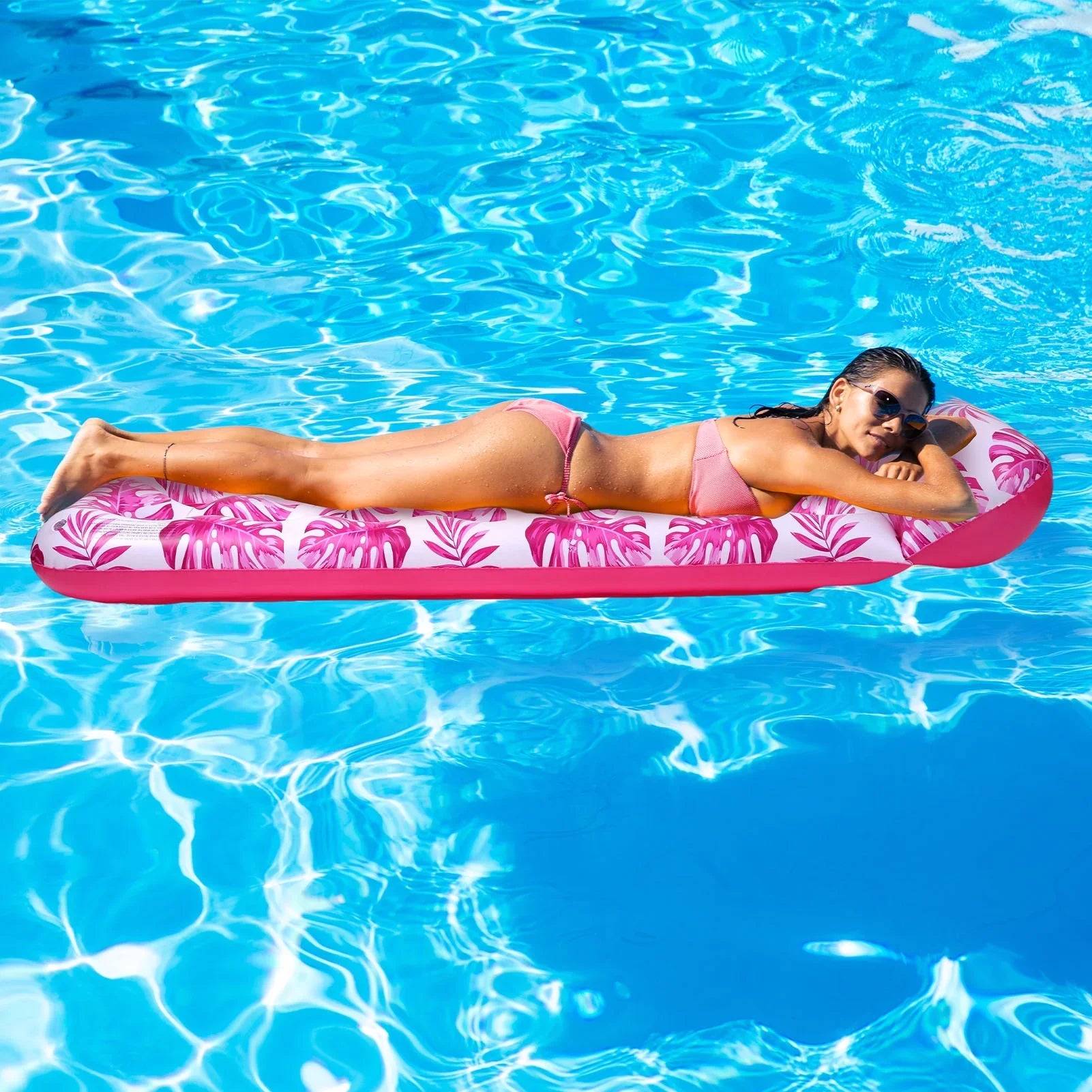Hengguang 2Packs Inflatable Tanning Pool Lounge Float, 70" x 36" Suntan Tub Raft Floatie, Tanning Pool with Pillow, Personal Pool Lounger for Adult Summer Water Party