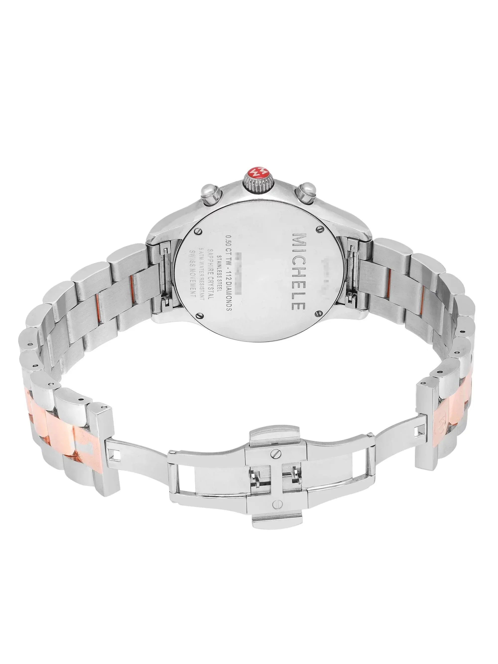 Michele Jetway 40mm Steel 0.50cttw Diamond Quartz Ladies Watch