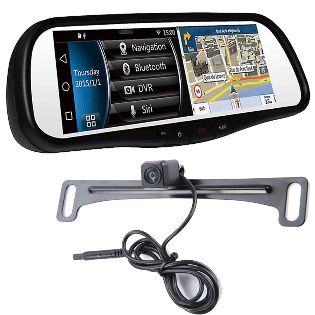 Voxx  7.8" Android Based Smart Touch-Fre Bluetooth Rearview Mirror  + Plate-mount backup camera with parking lines