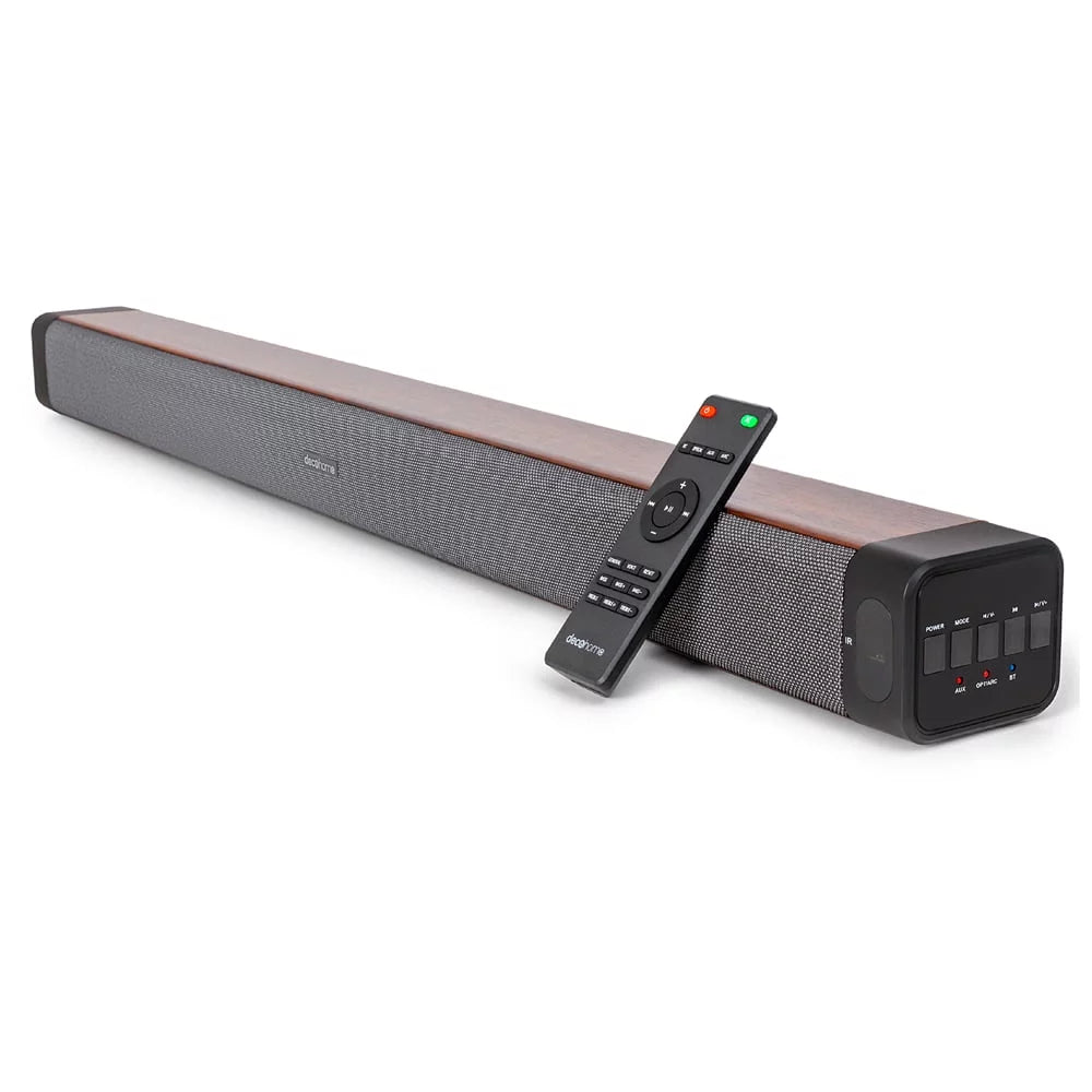 Deco Gear  60W 2.0 Channel Soundbar with Built-in Dual Subwoofers and Four 2.5" Drivers Bundle with 1 Year Extended Warranty