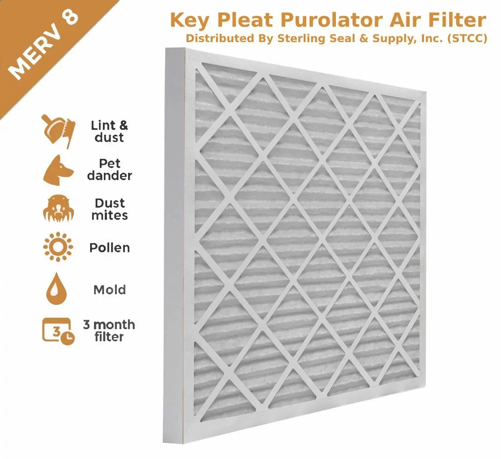 16x25x1 Purolator / Air Guard Pleated Air Filter -  8 (6 Pack)