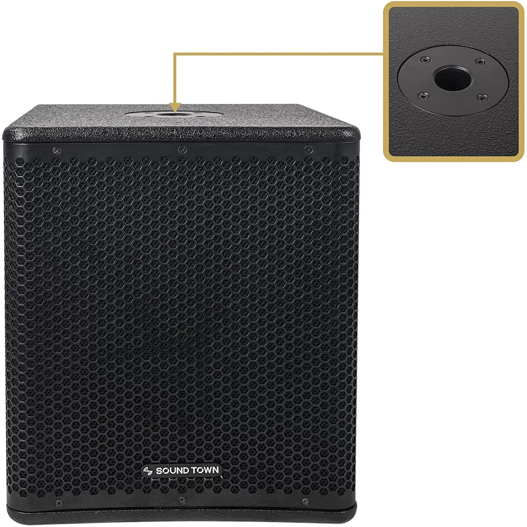 Sound Town  Series 15" 1400W Powered / Subwoofer with Class- Amplifier,  and Selectable  Output Modes, 4" Voice Coil, 100 oz Magnet, Birch Plywood, Black (-15SPW)