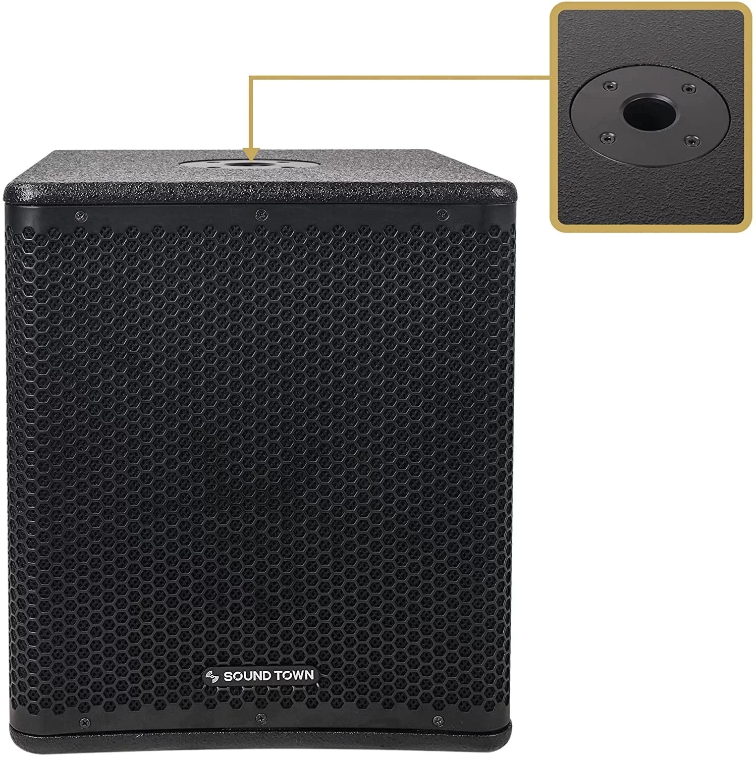 Sound Town  Series 15" 1400W Powered / Subwoofer with Class- Amplifier,  and Selectable  Output Modes, 4" Voice Coil, 100 oz Magnet, Birch Plywood, Black (-15SPW)