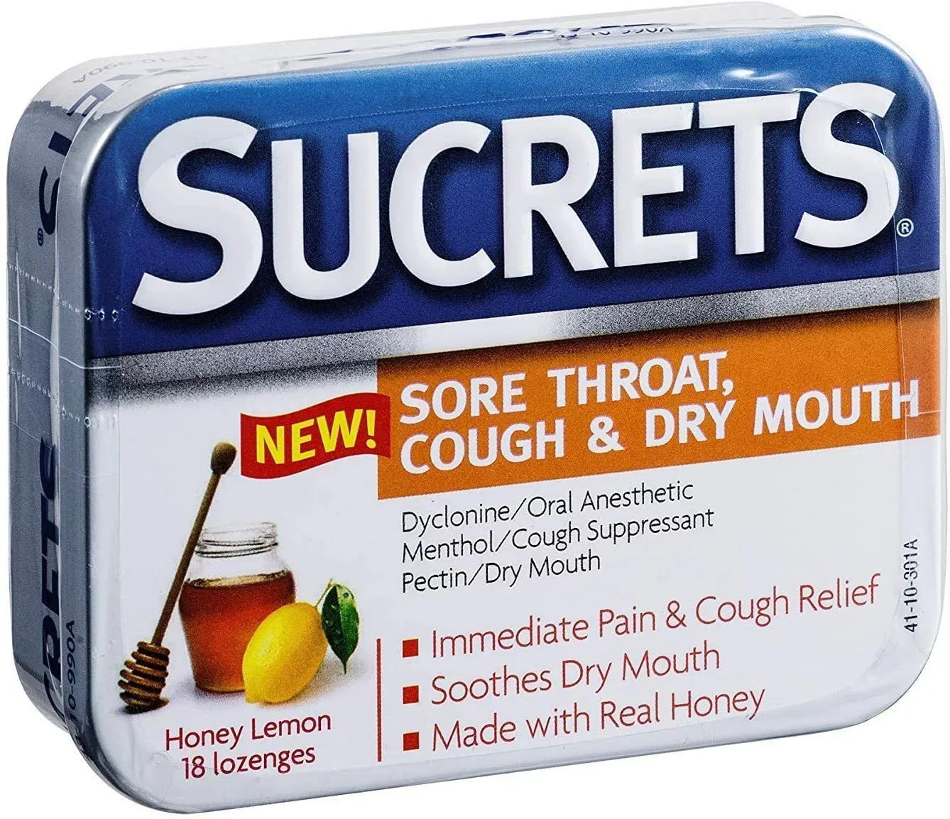 Sucrets Medicated Honey Lemon Lozenges Oral Anesthetic, 18 Ct, 6 Pack