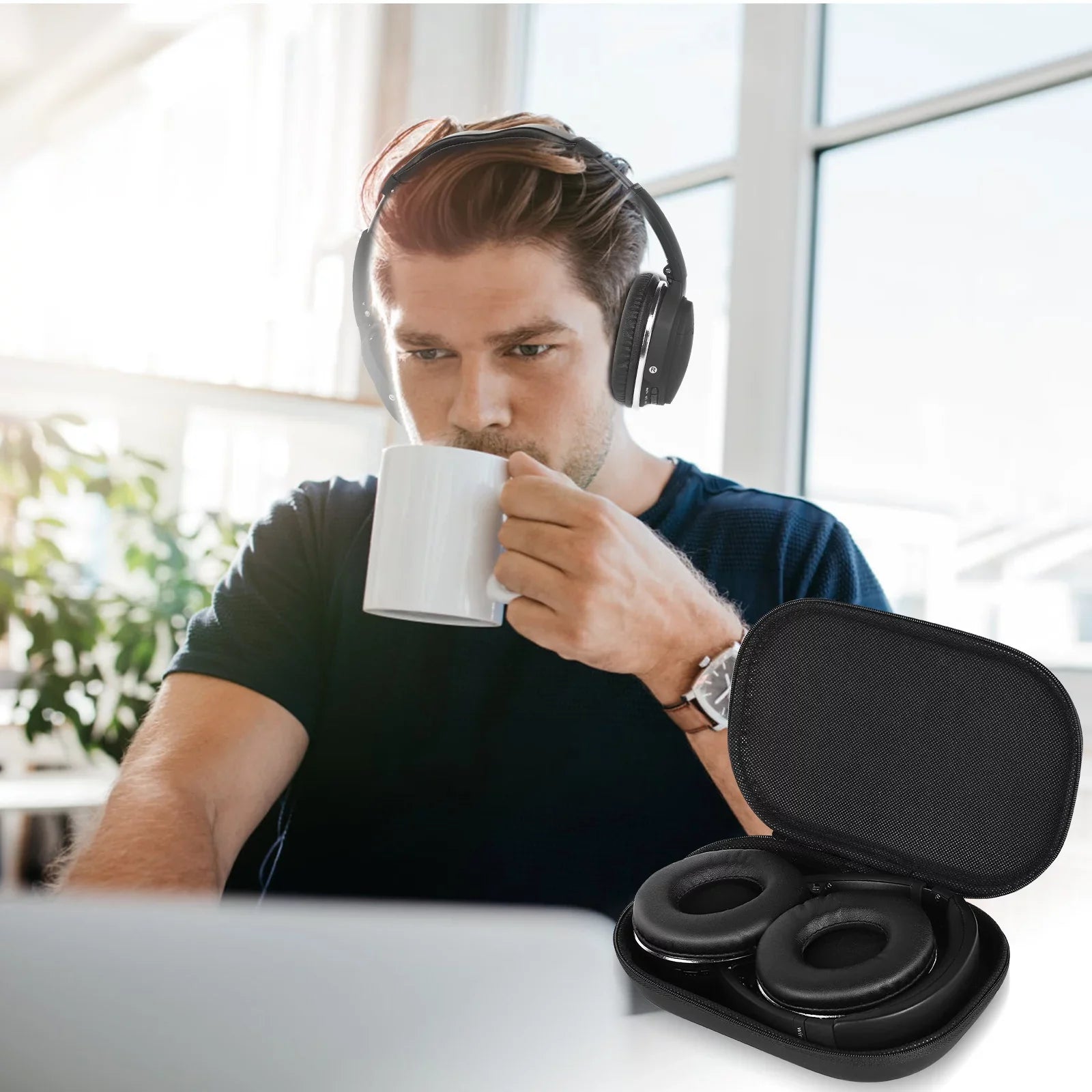 UrbanX  Wireless Bluetooth Stereo Earphones with High Resolution Audio, Deep Bass, Superior Comfort Over The Ear Headphones with Mic for  Wildfire  Phone Call Support