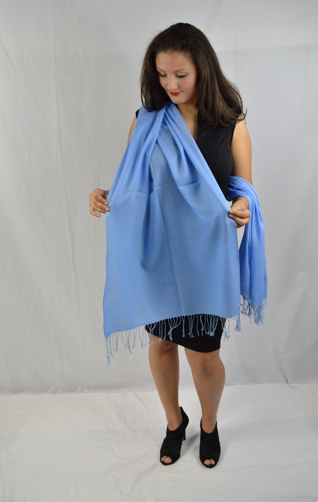 Fancy Shawl/Sheer Shawl/Summer Shawl/Water Pashmina Shawl/Light weight Shawl/Evening Shawl/Pashmina Shawl/Scarf/Scarves (Sea Blue Regular Shawl)