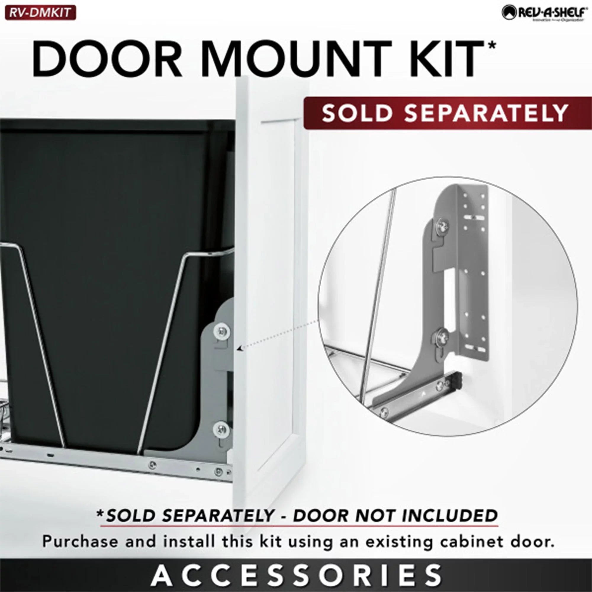 Rev--Shelf Pull Out 50 Qt Sliding Trash Can for Kitchen, White, -12PB-50