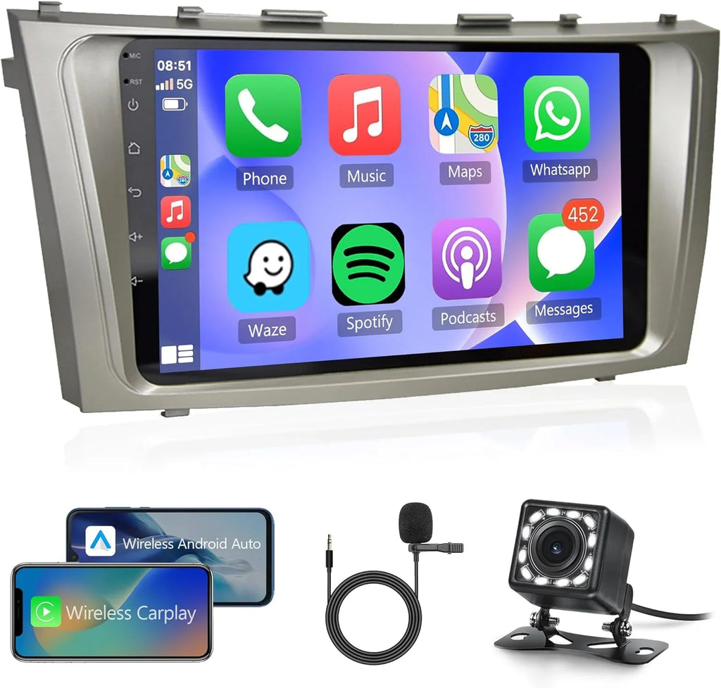 2G+32G  Carplay Android Car Stereo for Toyota Camry 2006-2011, 9 Inch Touch Screen Android Auto Car Radio Bluetooth  Navigation WiFi    Camry Radio + Backup Camera