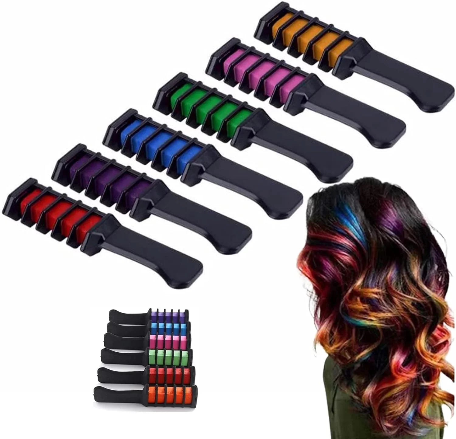 Hair Chalk Dye Combs, 10 Bright Temporary Hair Chalk Pens Easy Washable Hair Dye Pens Colourful, for Halloween Makeup Birthday for Girls Kids