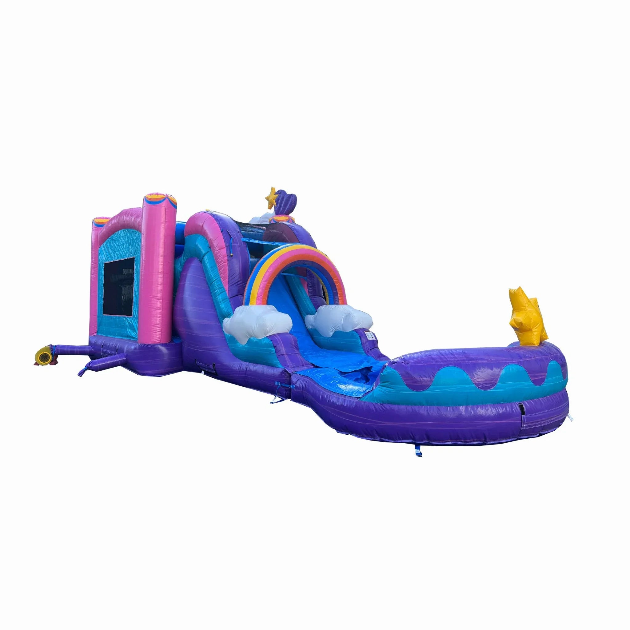 Unicorn Inflatable Water Slide Bounce House Combo with Detachable Pool (with Air Blower), Commercial Grade, 100%  Vinyl, for Kids and Adults, Basketball Hoop, Outdoor Backyard, Wet Dry
