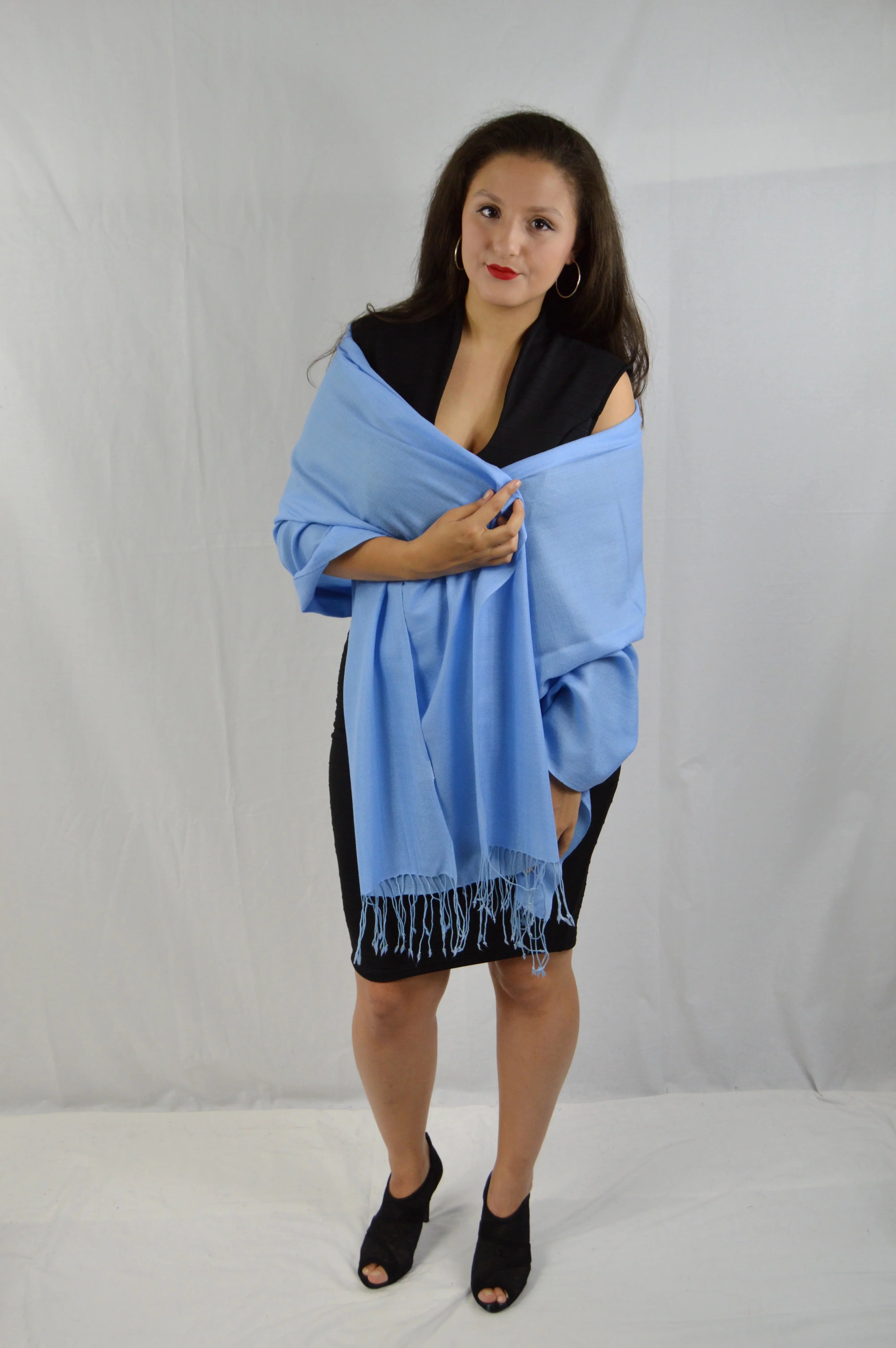 Fancy Shawl/Sheer Shawl/Summer Shawl/Water Pashmina Shawl/Light weight Shawl/Evening Shawl/Pashmina Shawl/Scarf/Scarves (Sea Blue Regular Shawl)