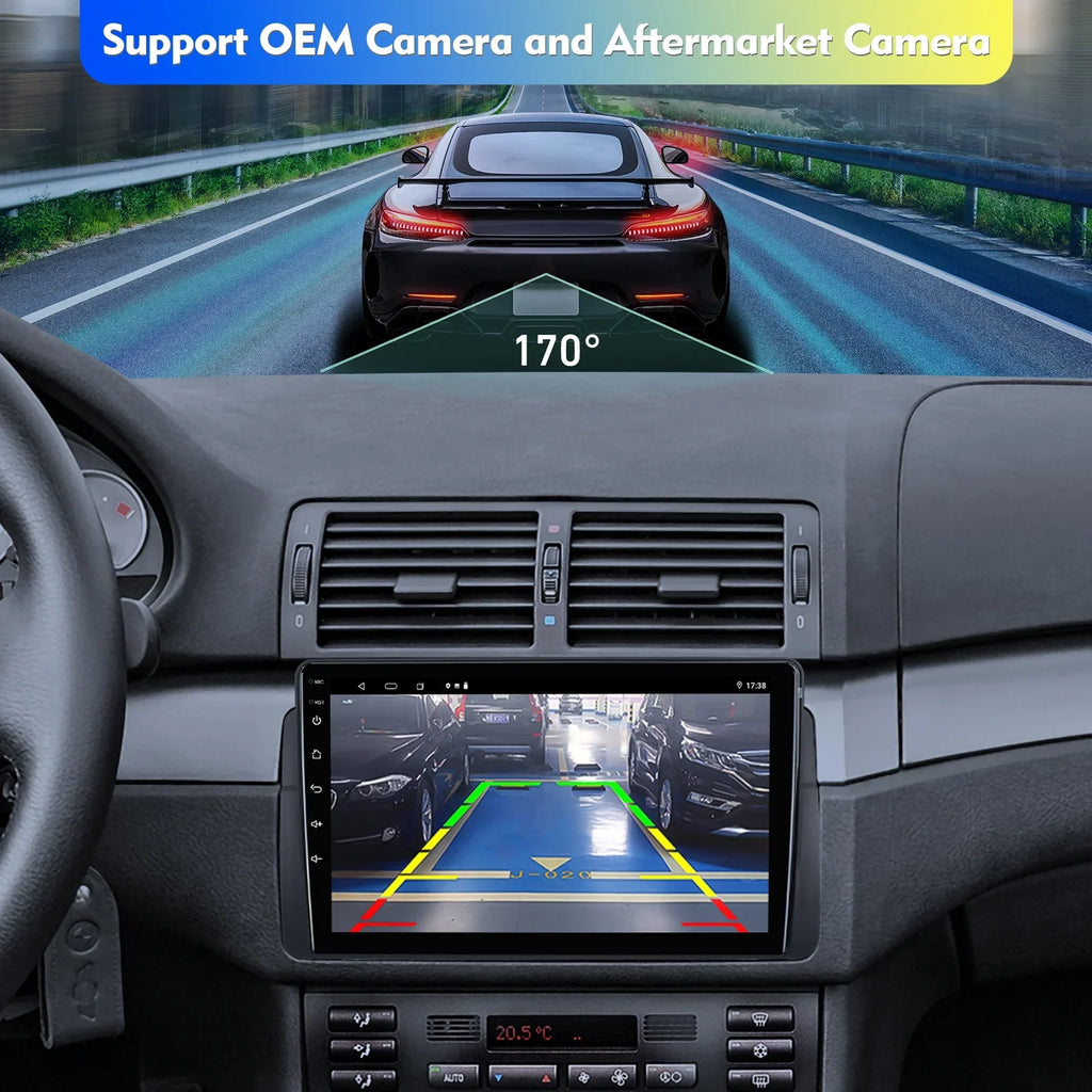 6+128G 9-inch Android 12 Double Din Car Stereo for  //318/320/325/Rover 75/  Touchscreen Screen  Car Radio with Carplay Android Auto  Support Backup Camera