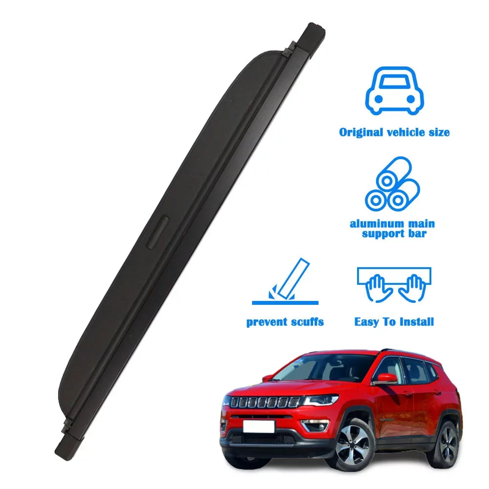 Fit Jeep Compass Patriot 2007-2016 Retractable Cargo Cover for 2007 2008 2009 2010 2011 2012 2013 2014 2015 2016 Jeep Patriot Compass  Accessory Black Rear Trunk Security Shade Cover