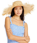 Aqua Raw Edged Straw Hat