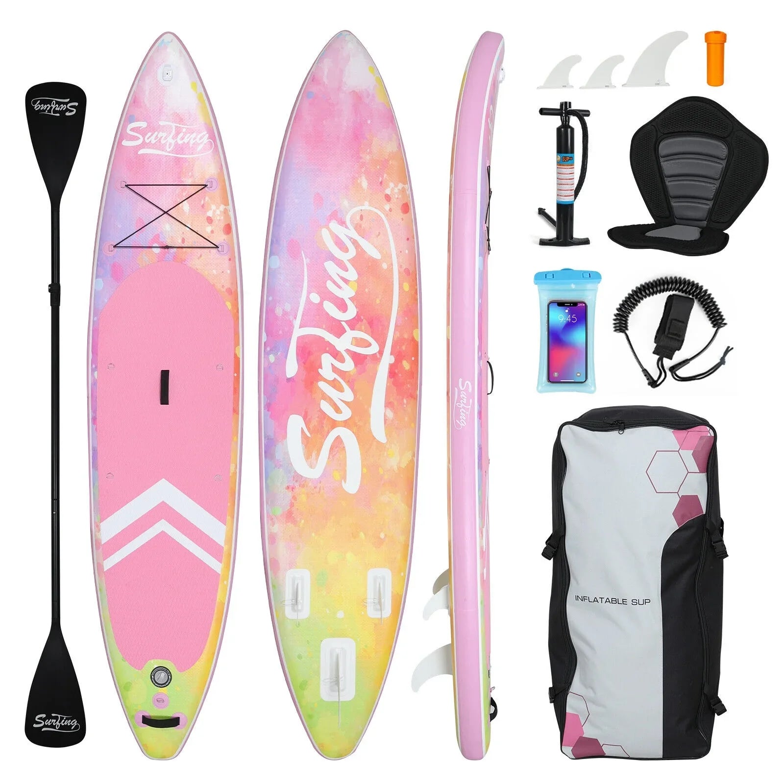 11FT Stand Up Paddle Board Inflatable  Surfboard Complete Kit with Kayak Seat