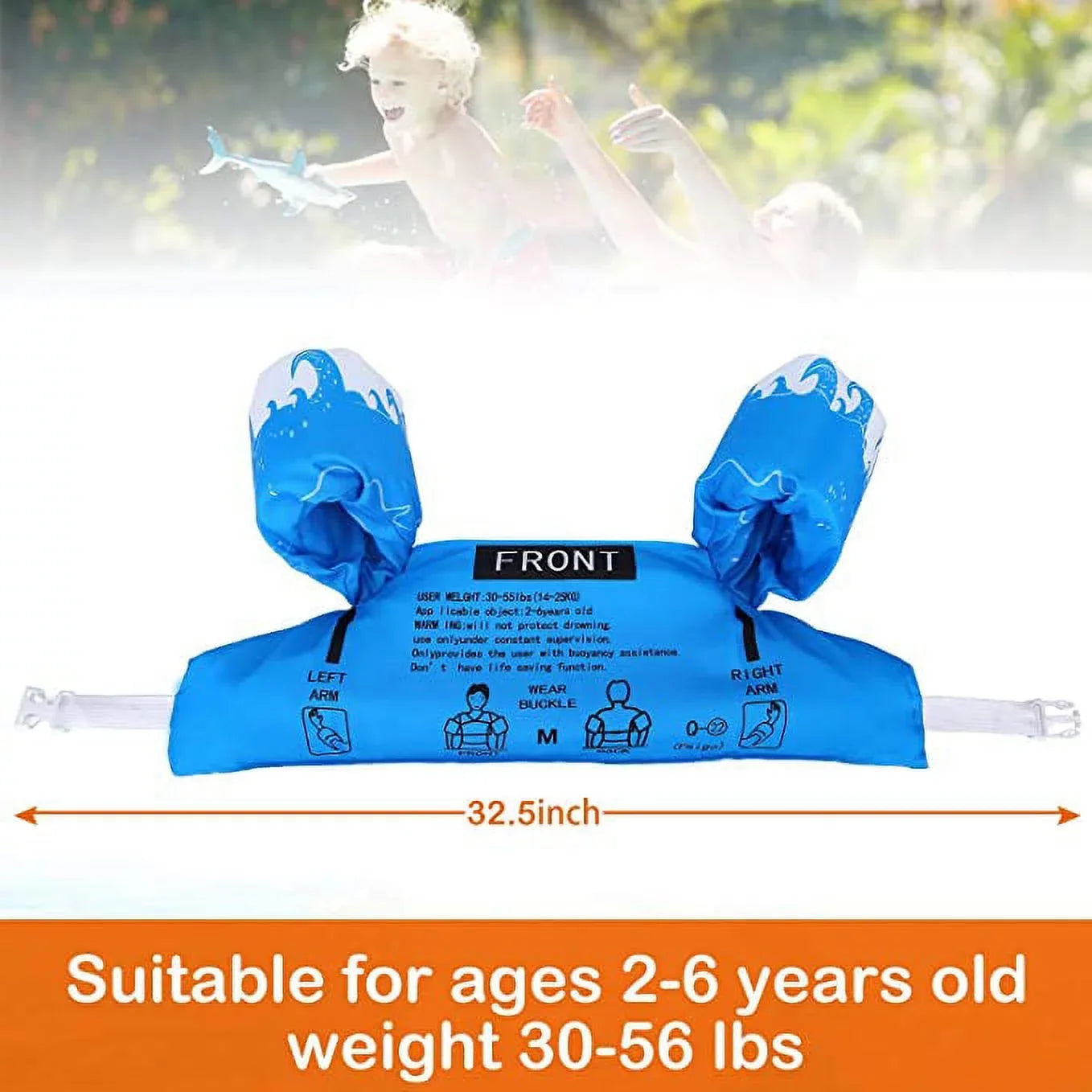 Kids Swim Life Jacket Vest for Toddler 22-66 lbs Swimming Pool, Adjustable Strap Swimming Jacket with Swimming Goggle for Girls & Boys 3-14yrs, Suitable for Learning Swim Training Equipment
