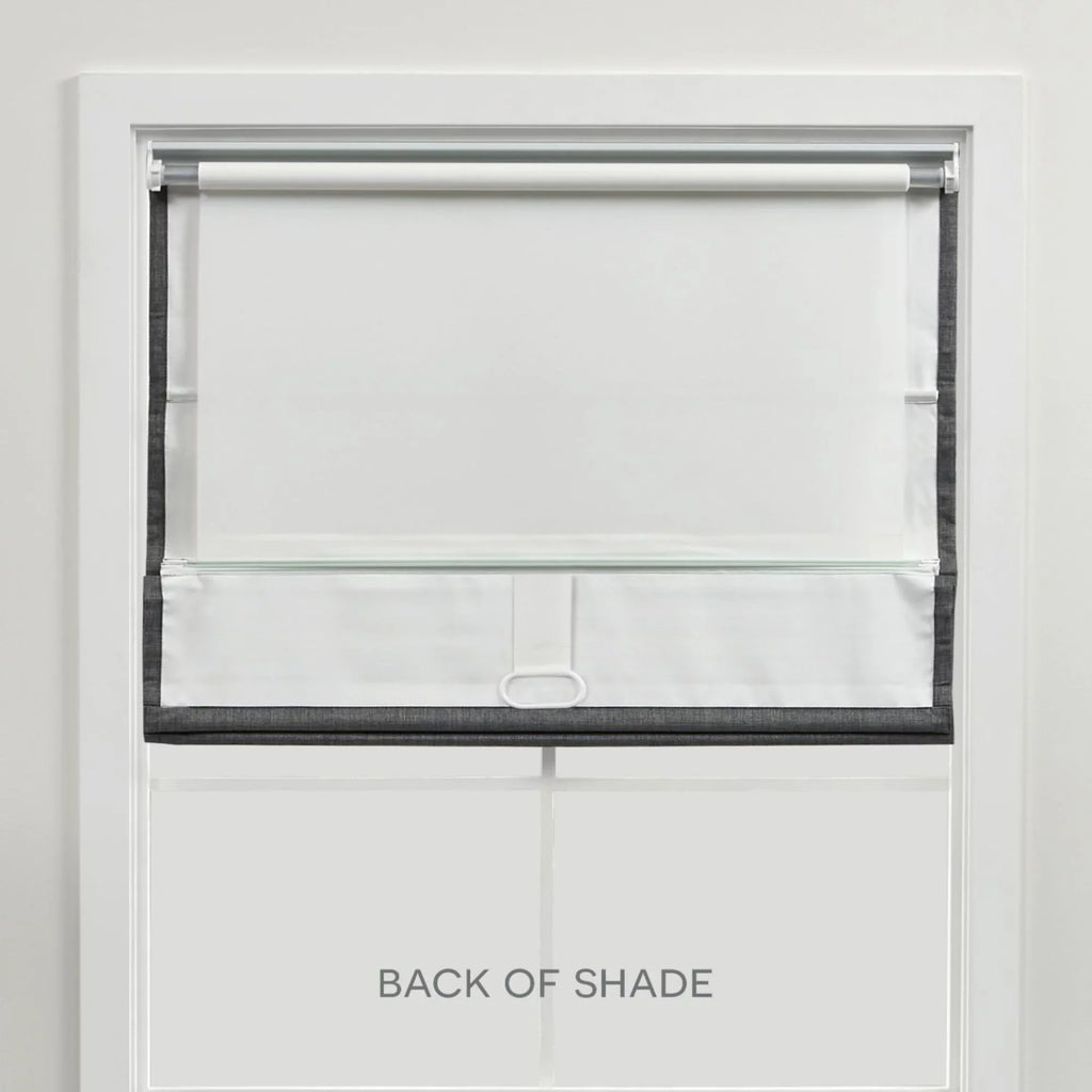 Exclusive Home Esme Total Blackout Roman Shade, 23"x64", Dark Grey