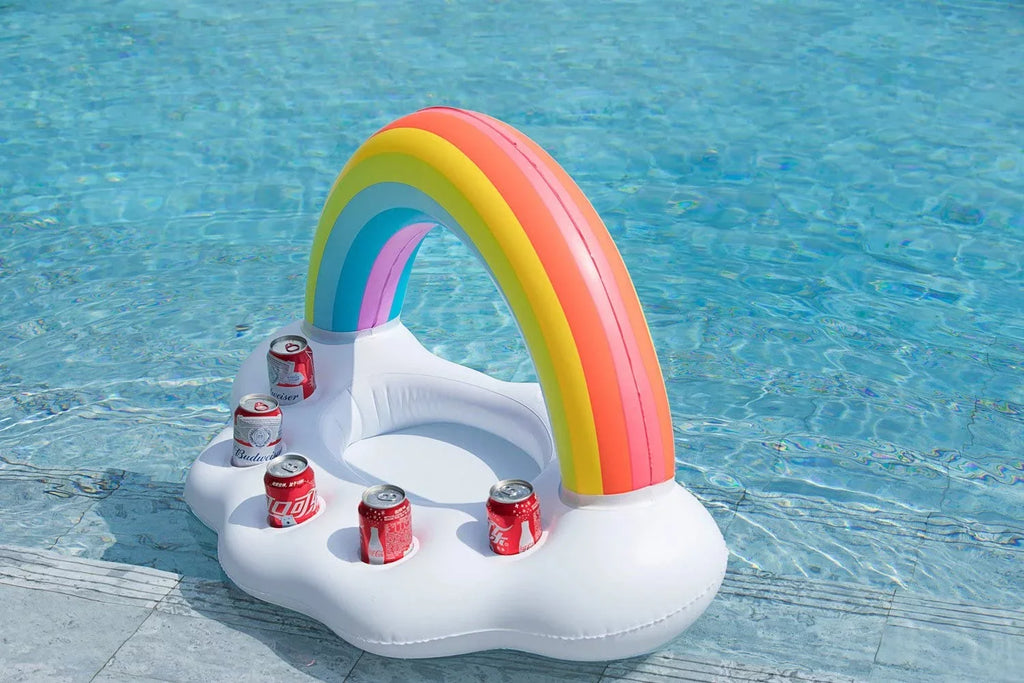 Rainbow Cloud Drink Holder Floating Beverage Salad Fruit Serving Bar Pool Float Party Accessories Summer Beach Leisure Cup Bottle Holder Water Fun Decorations Toys Kids Adults