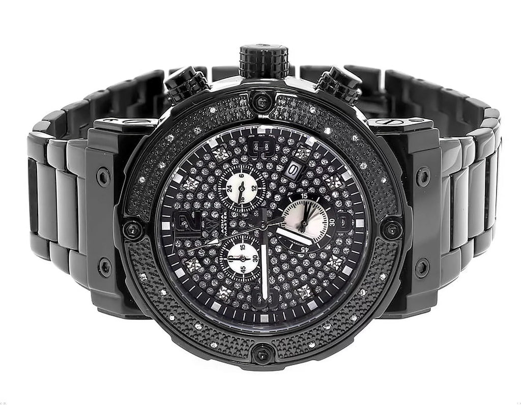 #146 Black Stainless Steel Genuine Diamond Watch 0.25 Ct