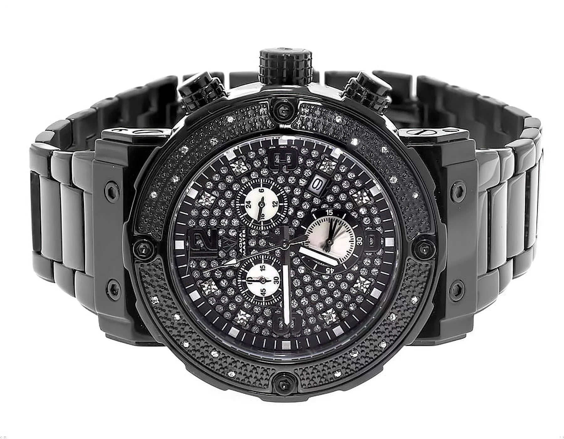 #146 Black Stainless Steel Genuine Diamond Watch 0.25 Ct