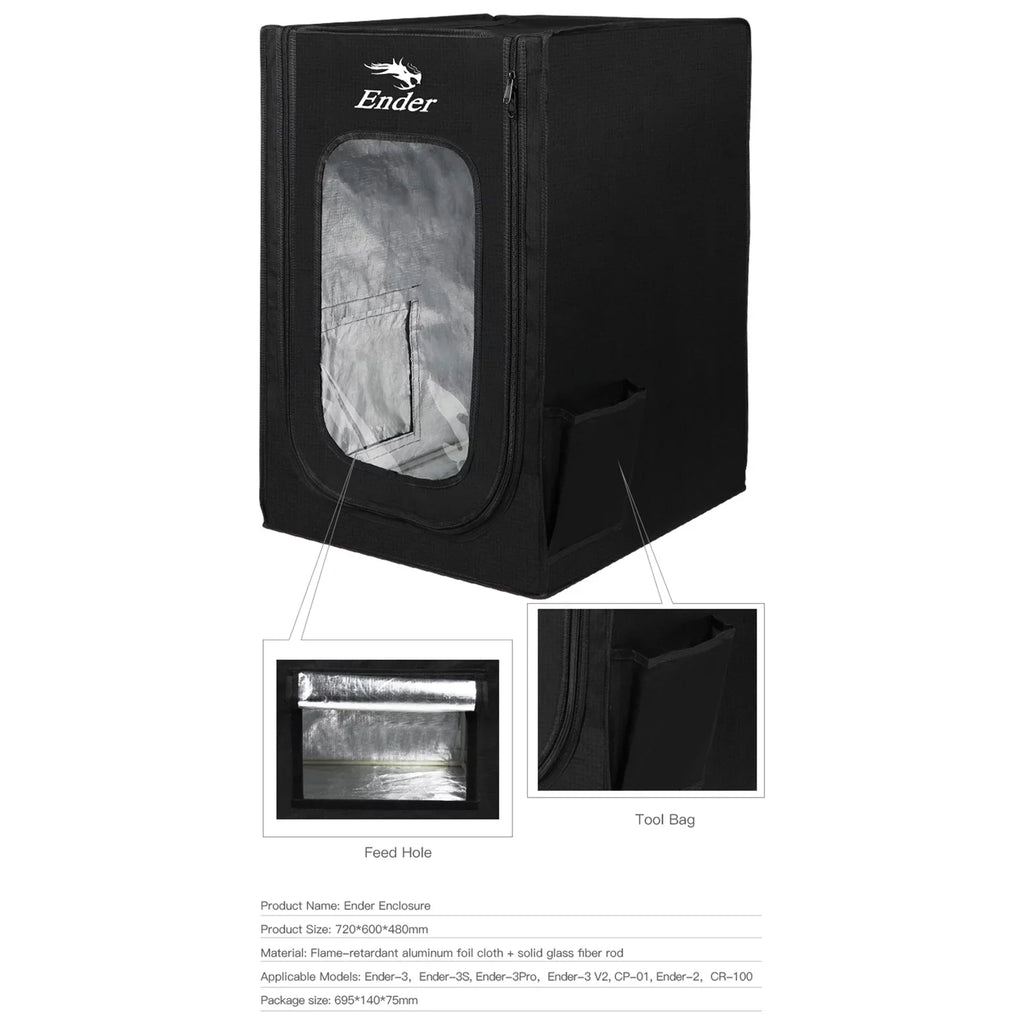 Suzicca 3D Printer Enclosure Fireproof Waterproof Printer Covers for Constant Temperature Heating Box Detachable Heating Tent for Ender-3/Ender-3S Ender-3pro/Ender-3 / -01/ Ender-2/-100 Size