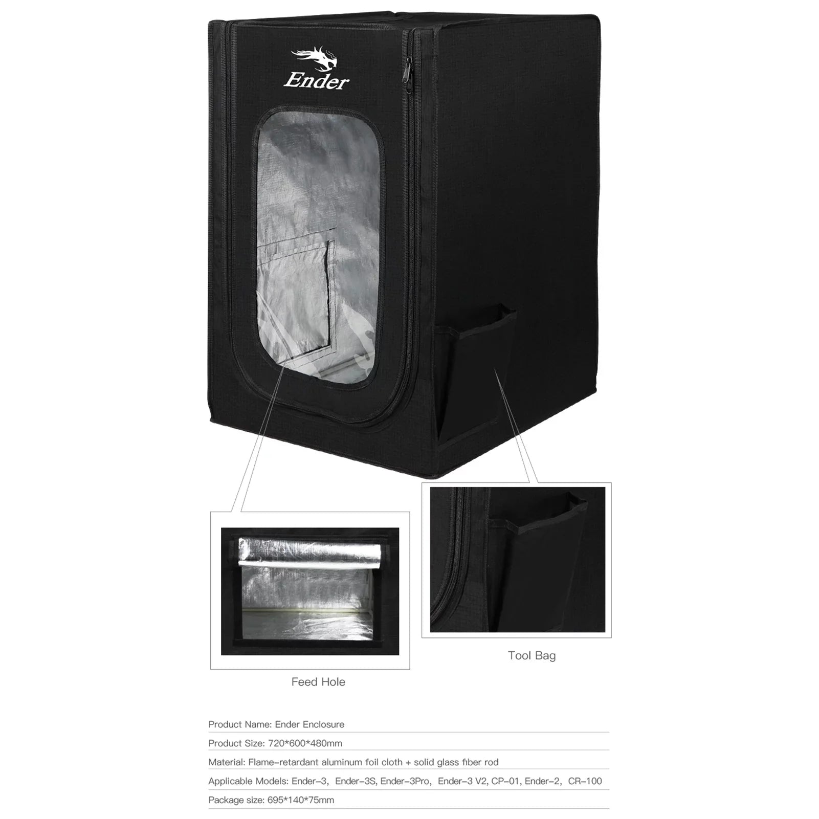 Suzicca 3D Printer Enclosure Fireproof Waterproof Printer Covers for Constant Temperature Heating Box Detachable Heating Tent for Ender-3/Ender-3S Ender-3pro/Ender-3 / -01/ Ender-2/-100 Size