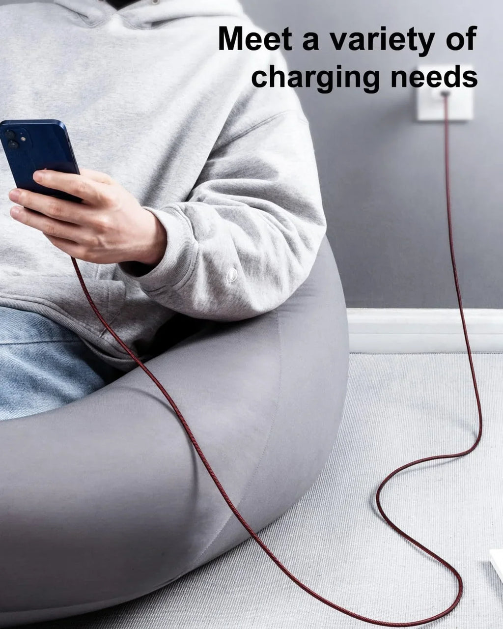 10 ft Long iPhone Charger Cord 3Pack 10 Foot Red Unbreakable  Fast iPhone Charging Nylon Braided Charger Cord Compatible with iPhone 11//// Max/8/7/6/5S/, iPad Pro/Mini/Air(Red)