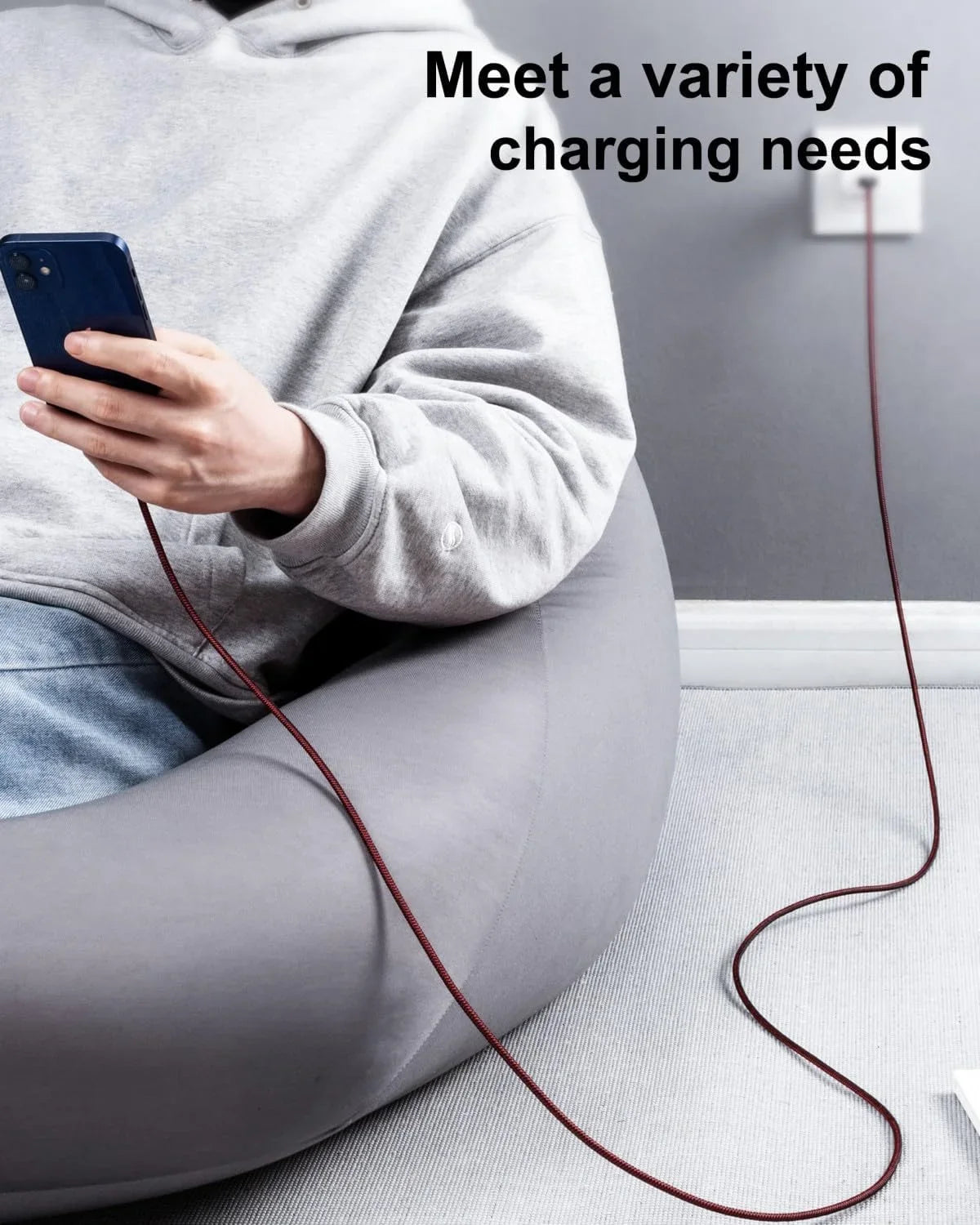 10 ft Long iPhone Charger Cord 3Pack 10 Foot Red Unbreakable  Fast iPhone Charging Nylon Braided Charger Cord Compatible with iPhone 11//// Max/8/7/6/5S/, iPad Pro/Mini/Air(Red)