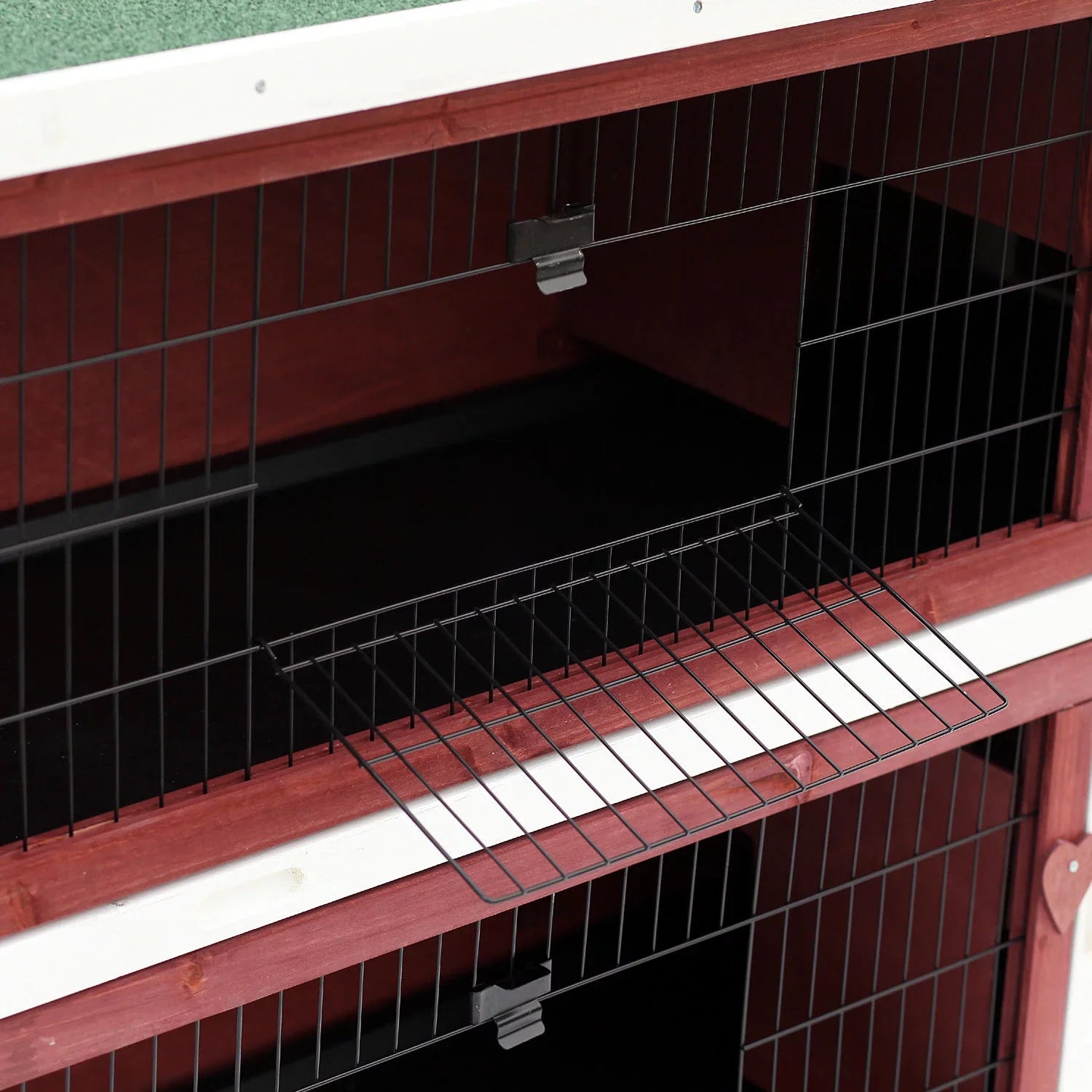 PawHut 54" Elevated Wooden Rabbit Hutch with Fun Enclosed Run And Pull-Out Trays, 2-Story, Weatherproof Stackable
