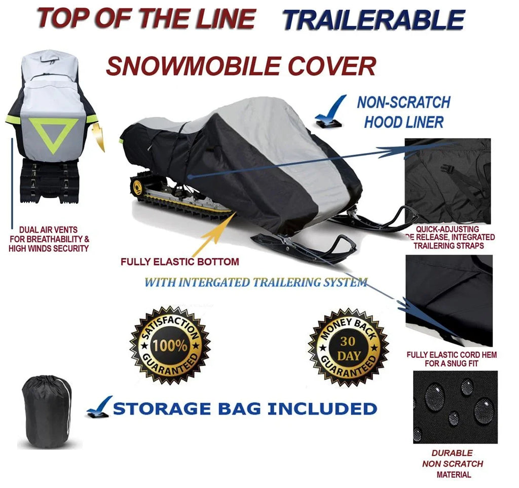 600D Snowmobile Travel and Storage Cover Compatible for 2022-2023 Model Year Ski Doo Renegade - 900  Turbo  Sleds. Slush and Mud Protection
