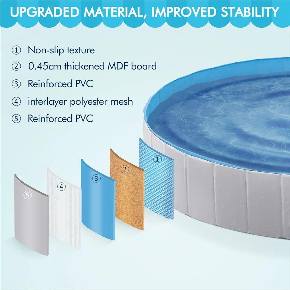 Alden Design Foldable Dog Swimming Pools with Sprinkler Indoor and Outdoor, Blue