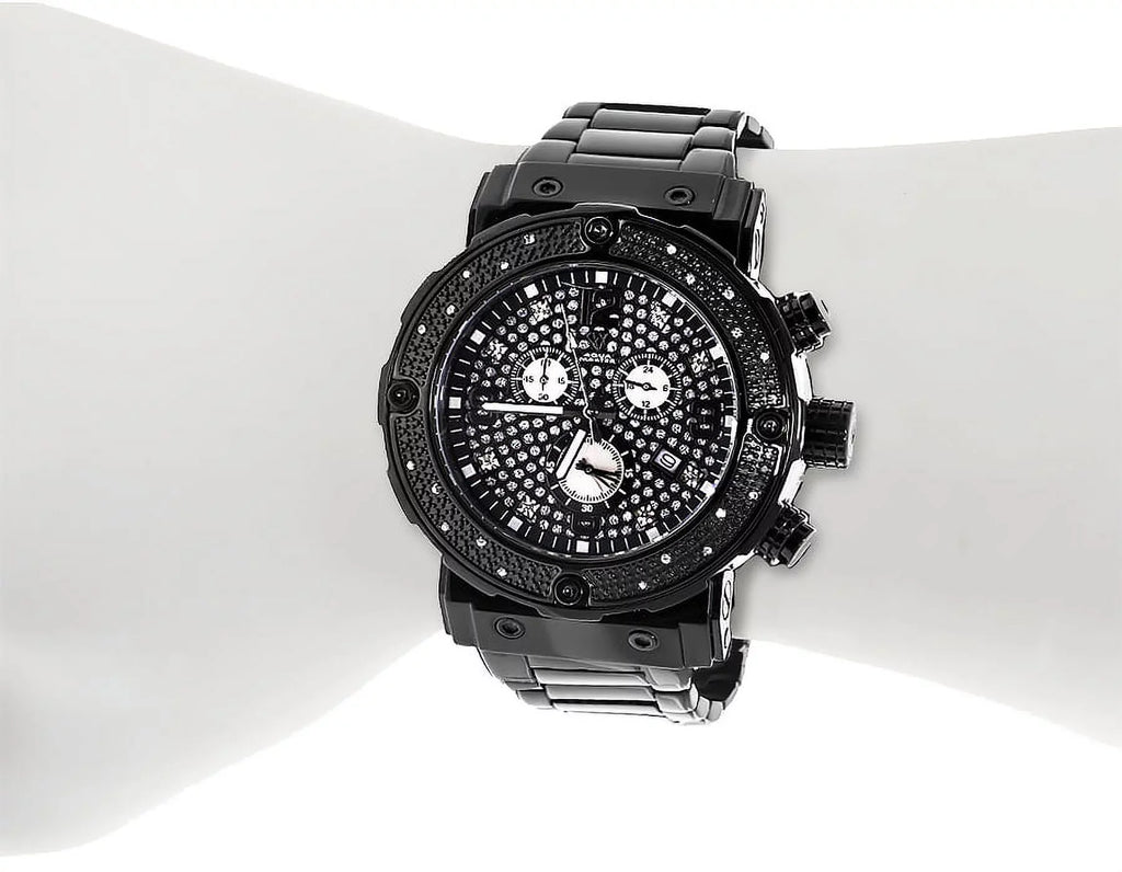 #146 Black Stainless Steel Genuine Diamond Watch 0.25 Ct