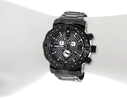 #146 Black Stainless Steel Genuine Diamond Watch 0.25 Ct