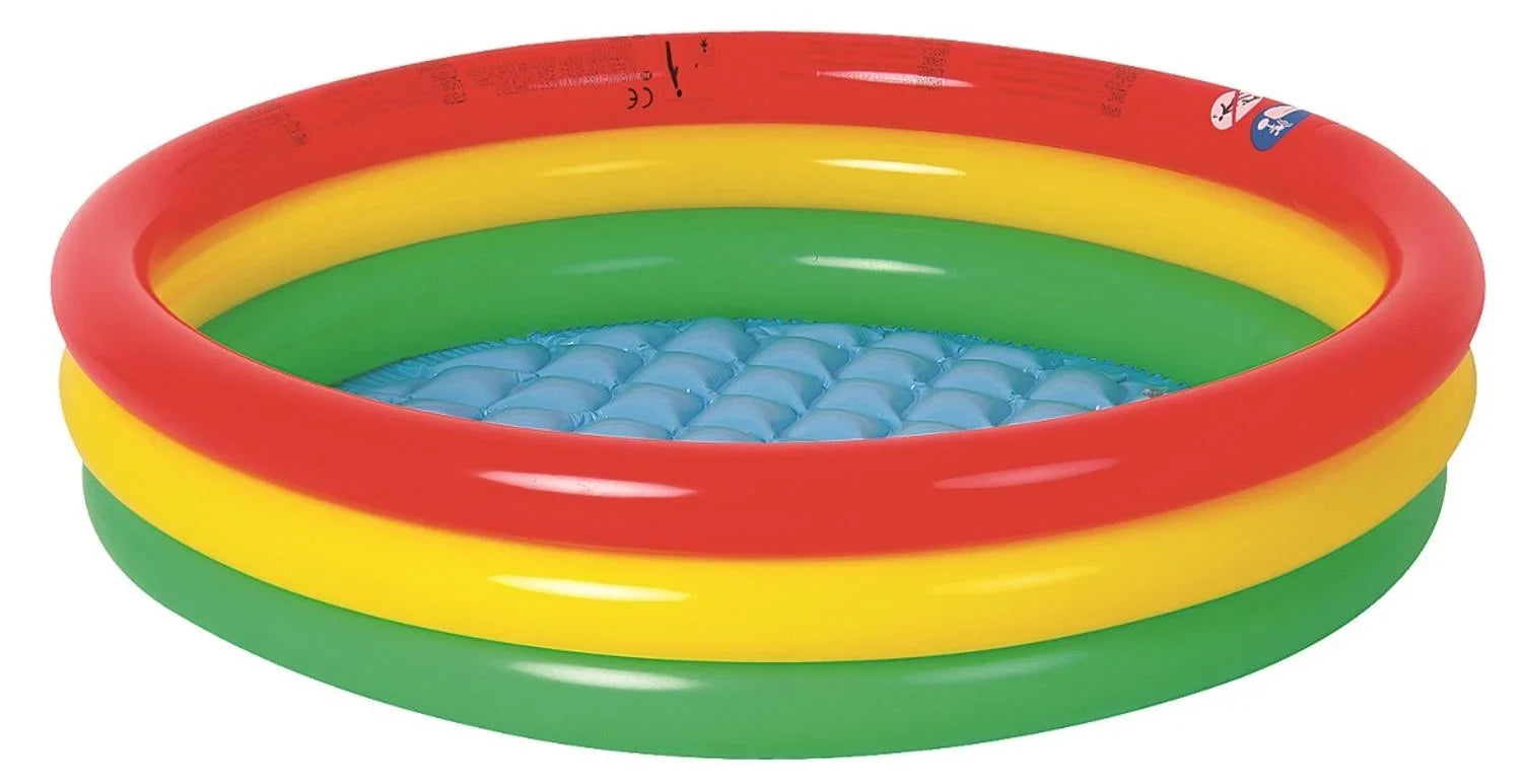 59" Red Yellow and Green Ringed Round Inflatable Baby Swimming Pool