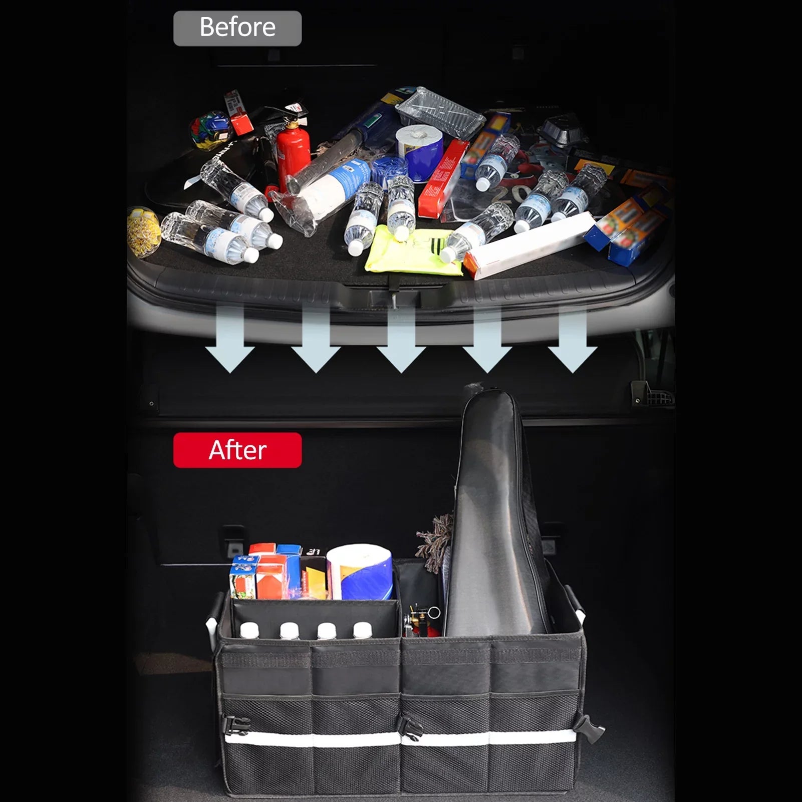 Walmart Car Trunk Organizer Oxford Cloth Folding Storage Box with Reflective Strip 55L Keep Your Car Neat and Tidy with this Automotive Cargo Organizer